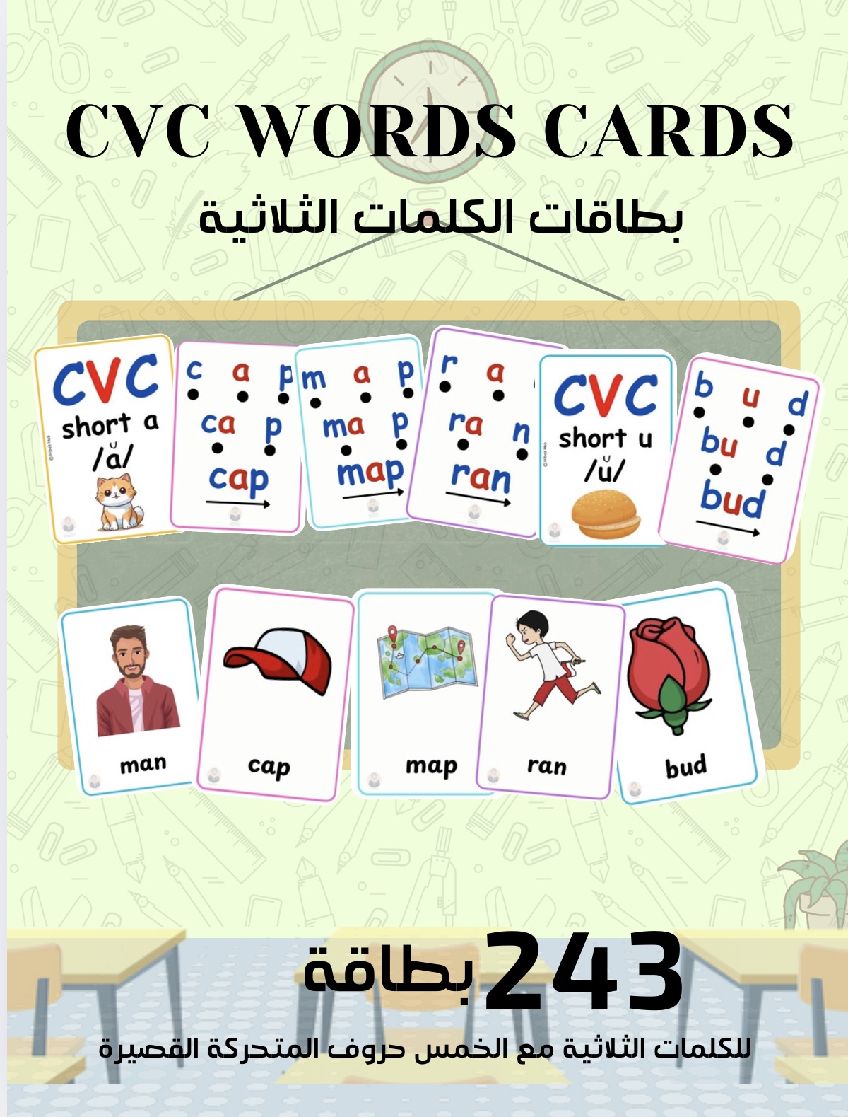 Double-Sided CVC Word Mastery Cards